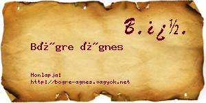 Bögre Ágnes névjegykártya